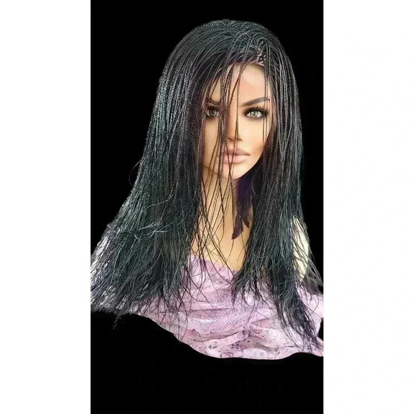 🔥Handmade Micro Million Braided Full Lace Wig 18” Jet Black #1, Natural Look🔥 - Picture 6 of 17